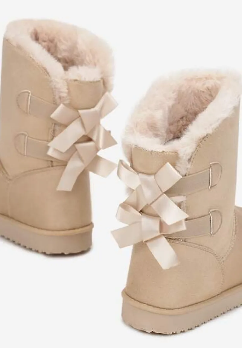 Beżowe Śniegowce z Kokardkami Chami