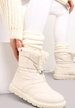 Beżowe Śniegowce ze Ściągaczem i Ozdobnym Barankiem Tytusore