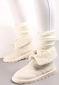 Beżowe Śniegowce ze Ściągaczem i Ozdobnym Barankiem Tytusore