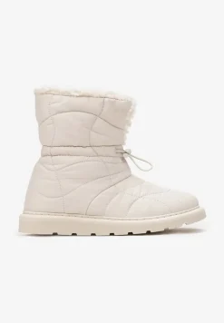 Beżowe Śniegowce ze Ściągaczem i Ozdobnym Barankiem Tytusore