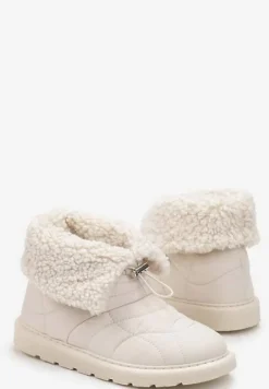 Beżowe Śniegowce ze Ściągaczem i Ozdobnym Barankiem Tytusore