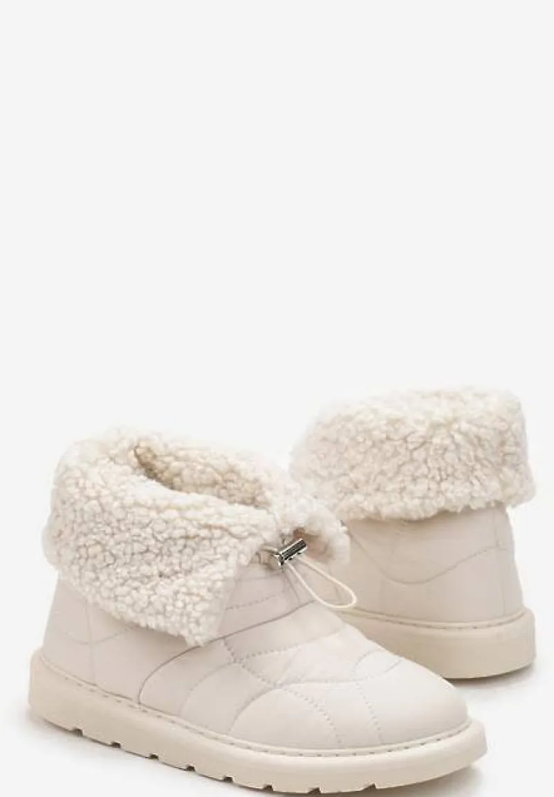 Beżowe Śniegowce ze Ściągaczem i Ozdobnym Barankiem Tytusore