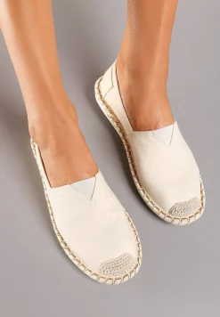 Beżowe Płaskie Espadryle Wsuwane z Plecionką Moaxia