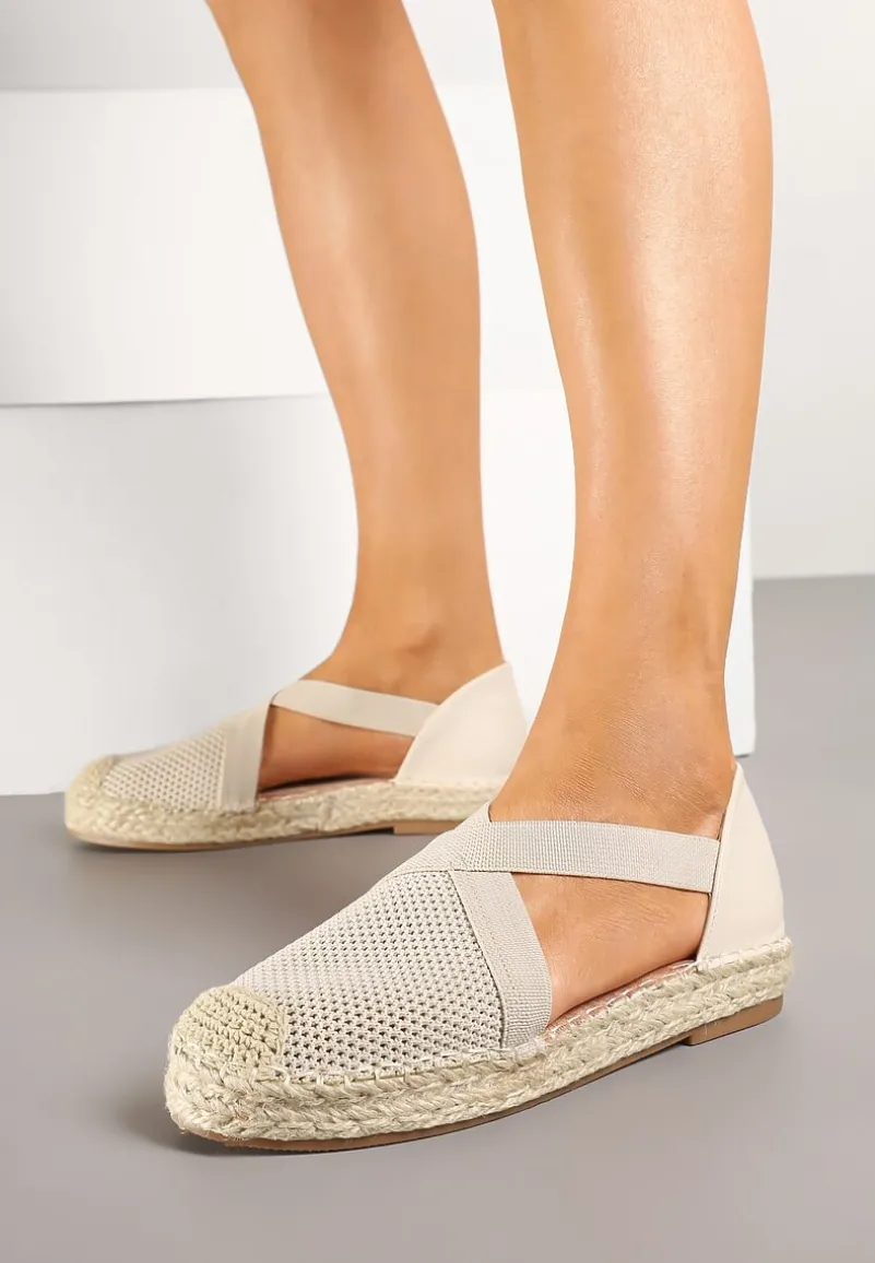 Beżowe Plecione Espadryle z Ozdobnymi Paskami Morithia
