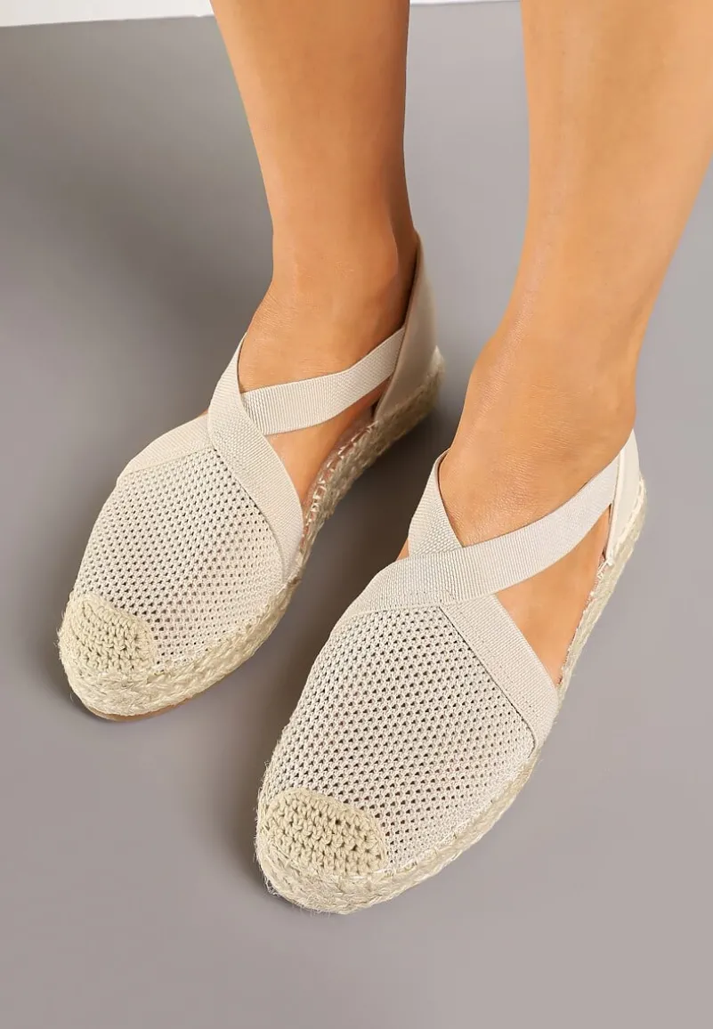 Beżowe Plecione Espadryle z Ozdobnymi Paskami Morithia