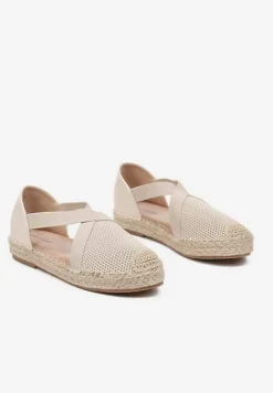 Beżowe Plecione Espadryle z Ozdobnymi Paskami Morithia