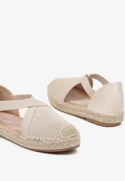 Beżowe Plecione Espadryle z Ozdobnymi Paskami Morithia