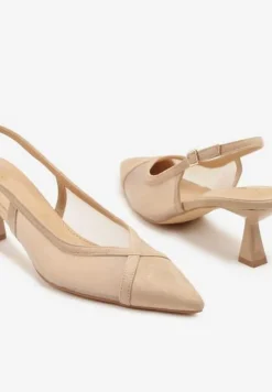 Beżowe Przezroczyste Sandały Vices na Kaczuszce Typu Slingback Atilessa