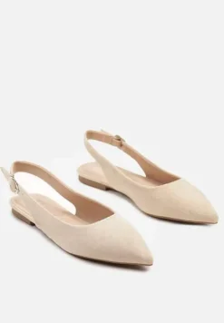 Beżowe Sandały na Płaskiej Podeszwie Typu Slingback Nonarielae