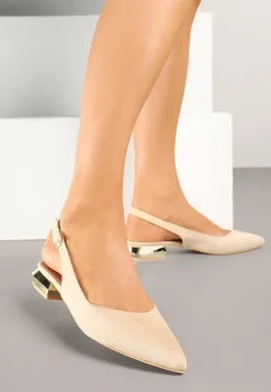 Beżowe Sandały Slingback Vices z Wkładką ze Skóry Naturalnej Galeresa