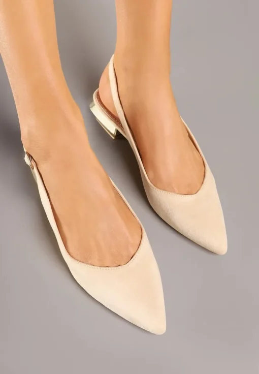 Beżowe Sandały Slingback Vices z Wkładką ze Skóry Naturalnej Galeresa