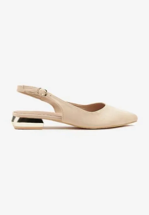 Beżowe Sandały Slingback Vices z Wkładką ze Skóry Naturalnej Galeresa