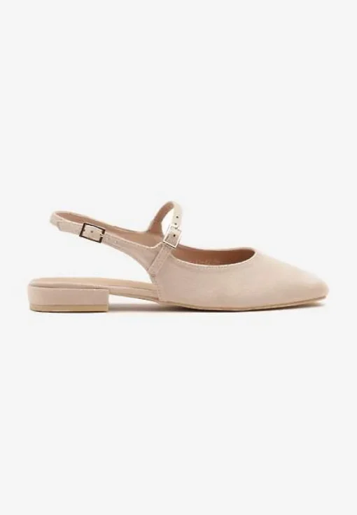 Beżowe Sandały Slingback Vices z Wkładką ze Skóry Naturalnej Sovritia