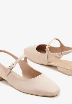 Beżowe Sandały Slingback Vices z Wkładką ze Skóry Naturalnej Sovritia