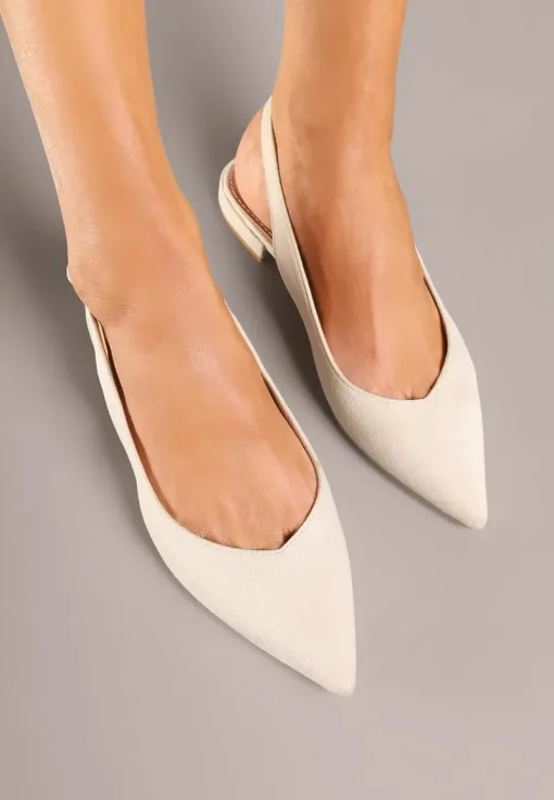 Beżowe Sandały Slingback Vices z Wkładką ze Skóry Naturalnej Annisae
