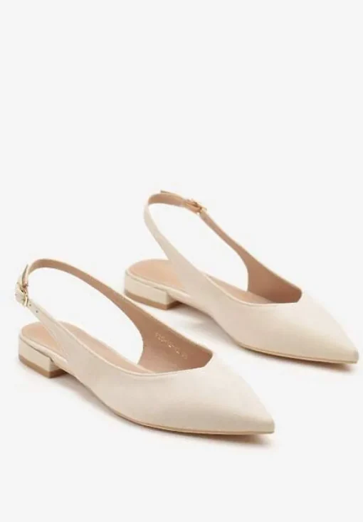 Beżowe Sandały Slingback Vices z Wkładką ze Skóry Naturalnej Annisae