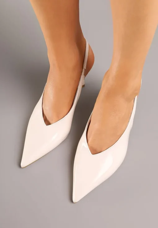 Beżowe Sandały Slingback Vices na Obcasie Typu Szpilka Tilionea