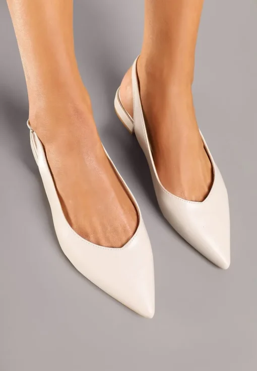 Beżowe Sandały Slingback Vices z Wkładką ze Skóry Naturalnej Lisanilis