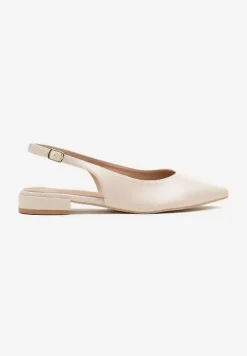 Beżowe Sandały Slingback Vices z Wkładką ze Skóry Naturalnej Lisanilis