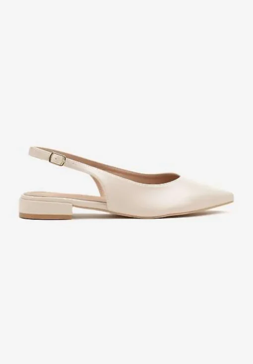 Beżowe Sandały Slingback Vices z Wkładką ze Skóry Naturalnej Lisanilis