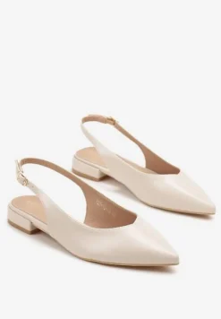 Beżowe Sandały Slingback Vices z Wkładką ze Skóry Naturalnej Lisanilis