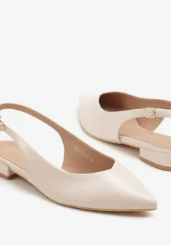 Beżowe Sandały Slingback Vices z Wkładką ze Skóry Naturalnej Lisanilis