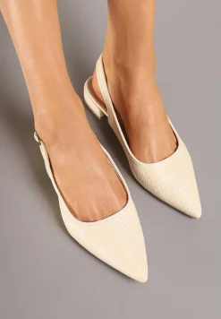 Beżowe Sandały Typu Slingback z Plecionki z Rafii Neolavia