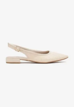 Beżowe Sandały Typu Slingback z Plecionki z Rafii Neolavia