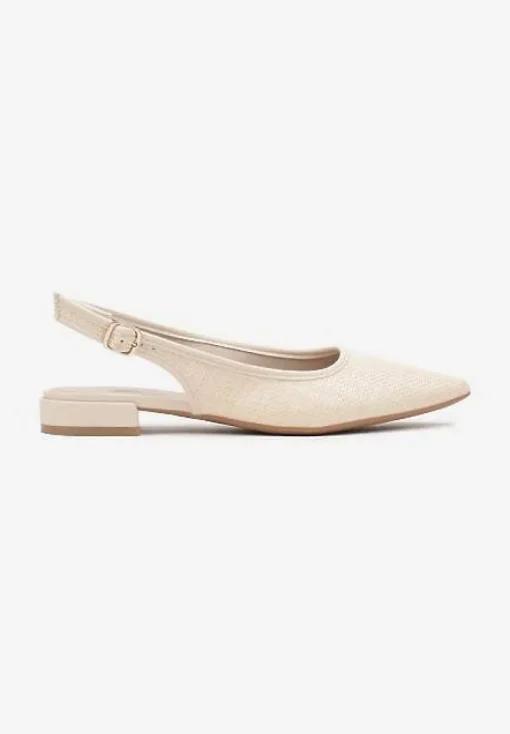 Beżowe Sandały Typu Slingback z Plecionki z Rafii Neolavia