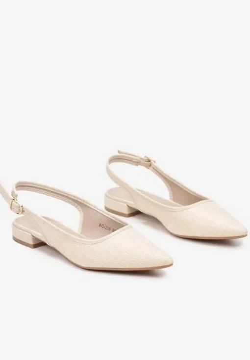 Beżowe Sandały Typu Slingback z Plecionki z Rafii Neolavia