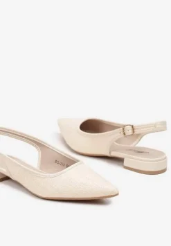 Beżowe Sandały Typu Slingback z Plecionki z Rafii Neolavia