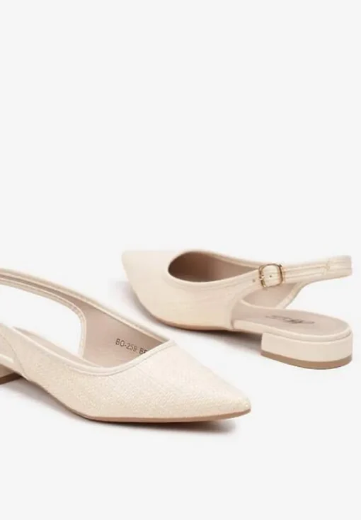 Beżowe Sandały Typu Slingback z Plecionki z Rafii Neolavia
