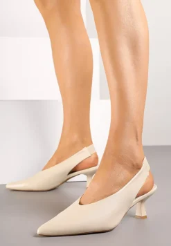 Beżowe Sandały Vices na Kaczuszce Typu Slingback Liluriela