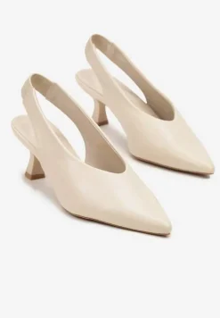 Beżowe Sandały Vices na Kaczuszce Typu Slingback Liluriela