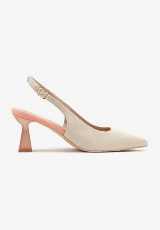Beżowe Sandały Vices na Kaczuszce Typu Slingback Edilitha