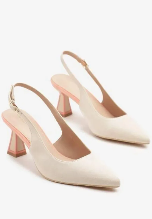 Beżowe Sandały Vices na Kaczuszce Typu Slingback Edilitha