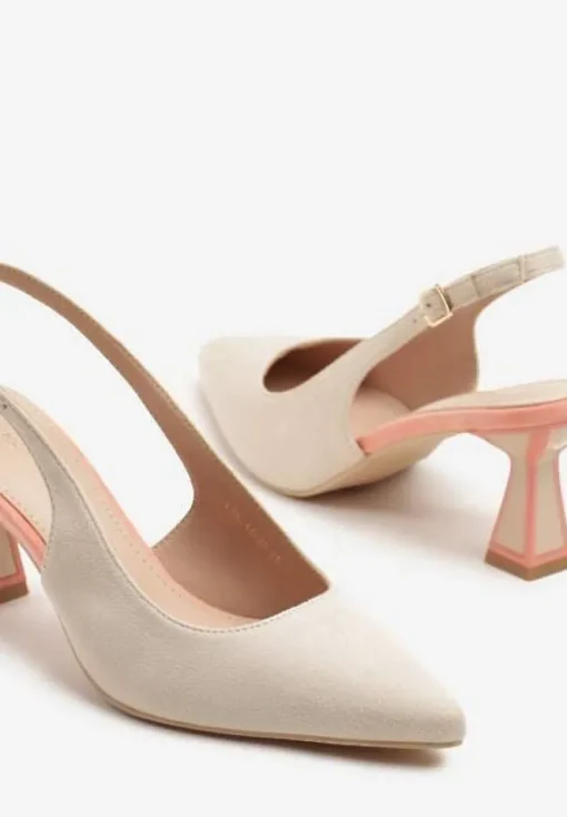 Beżowe Sandały Vices na Kaczuszce Typu Slingback Edilitha