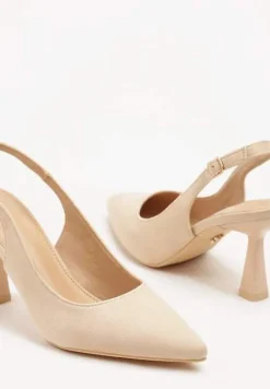 Beżowe Sandały Vices na Klepsydrze z Noskiem w Szpic i Odkrytą Piętą Masalle