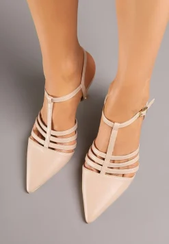 Beżowe Sandały Vices na Obcasie Typu Szpilka Tirenella