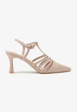 Beżowe Sandały Vices na Obcasie Typu Szpilka Tirenella