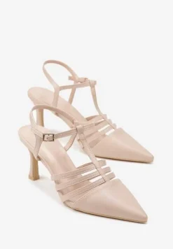 Beżowe Sandały Vices na Obcasie Typu Szpilka Tirenella