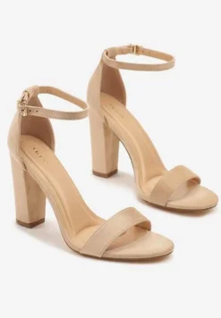 Beżowe Sandały Vices na Słupku w Klasycznym Stylu Feve