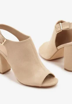 Beżowe Sandały Vices na Słupku z Wkładką ze Skóry Naturalnej Feladriela