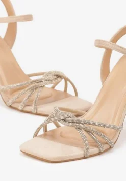 Beżowe Sandały Vices na Szpilce z Cyrkoniami Lirevoline