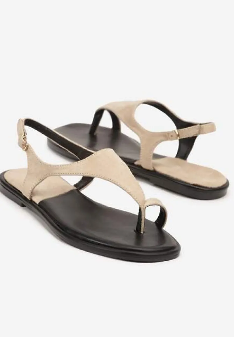Beżowe Sandały Vices o Fasonie Japonek Meramira