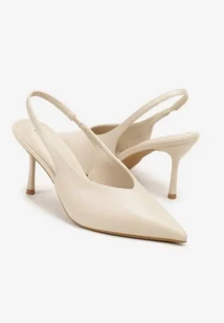 Beżowe Sandały Vices Slingback na Obcasie Tilarina