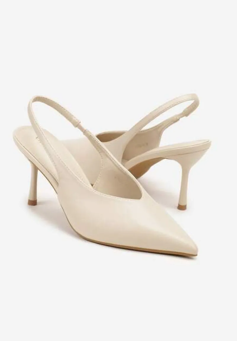 Beżowe Sandały Vices Slingback na Obcasie Tilarina