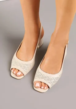 Beżowe Sandały Vices z Drobną Perforacją i Wkładką ze Skóry Naturalnej Ovielle