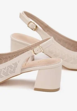 Beżowe Sandały Vices z Drobną Perforacją i Wkładką ze Skóry Naturalnej Ovielle