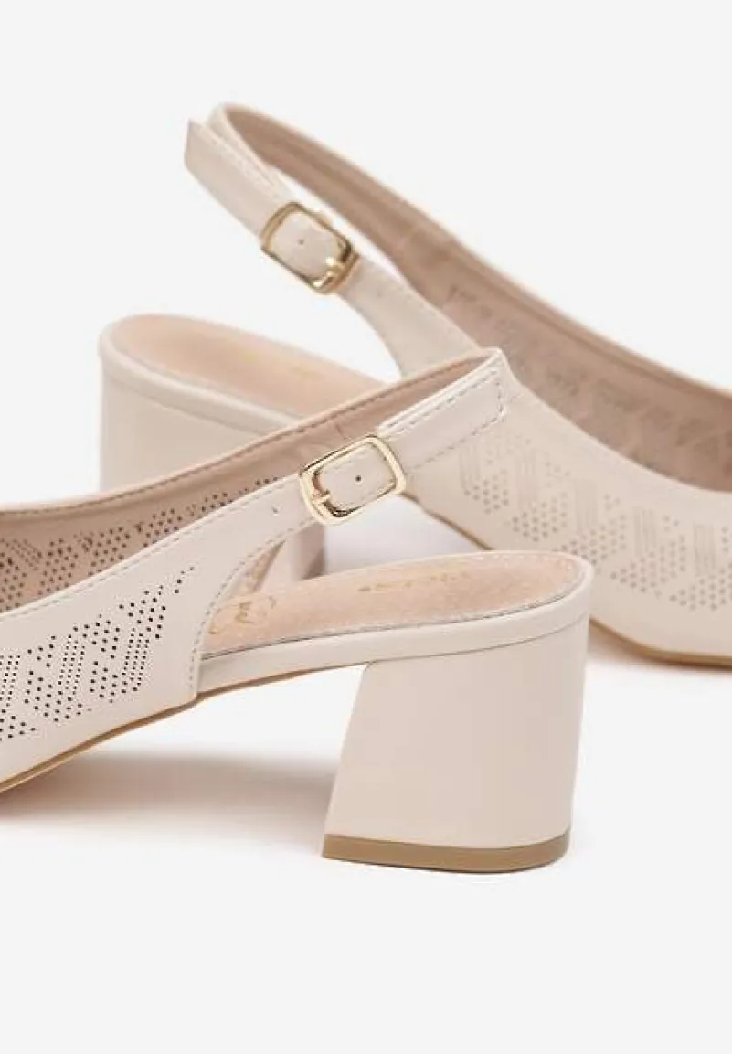 Beżowe Sandały Vices z Drobną Perforacją i Wkładką ze Skóry Naturalnej Ovielle